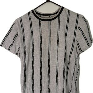 Men's Gray Striped Short Sleeve Tee